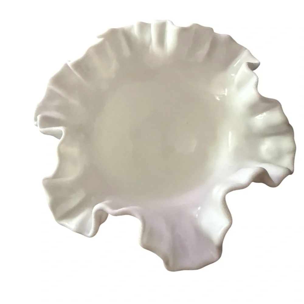 Vintage Fenton Hobnail Milk Glass Compote Vase with Paneled Stem